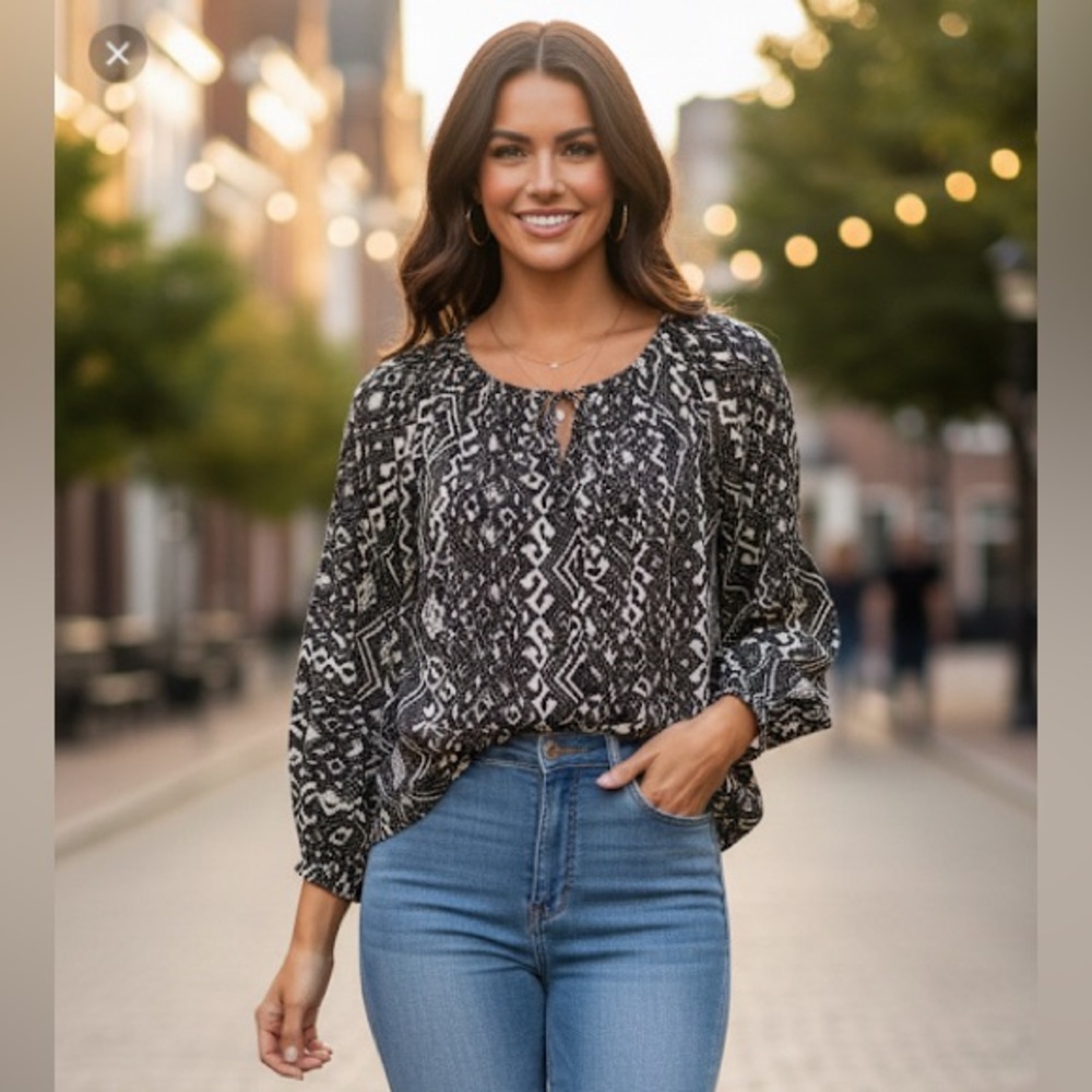 American eagle western tribal boho rodeo peasant blouse M